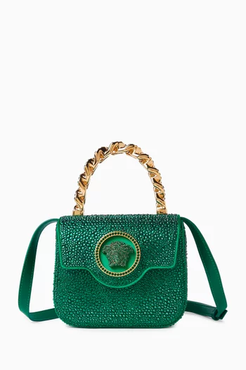 La Medusa Embellished Bag in Satin