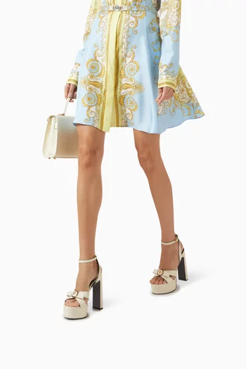 Gianni 140 Ribbon Platform Sandals in Leather