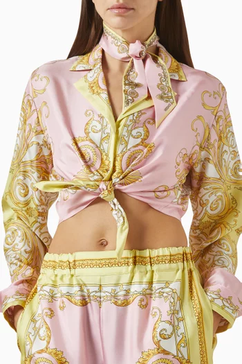 وشاح رفيع مزين بنقشة باروكية حرير تويل