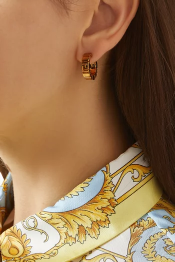 أقراط هاجي بتصميم زخارف يونانية نحاس مطلي بلون ذهبي