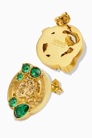 Medusa 95' Crystal Stud Earrings in Gold-tone Brass