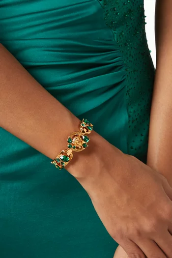 سوار بحلية شعار ميدوسا ‎‎'‎95 مرصع بالكريستال نحاس بلون ذهبي