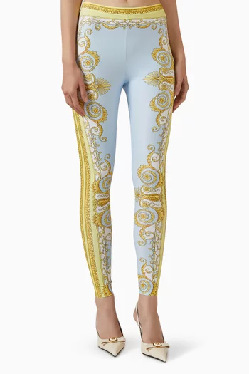 لغينغز بنقشة باروكية ليكرا غير لامع