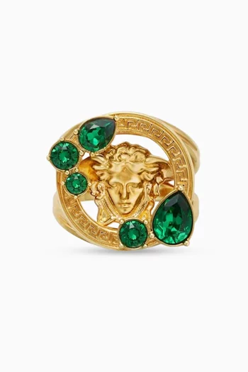 Medusa 95' Crystal Ring in Gold-tone Brass