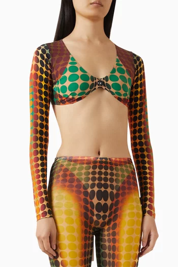 بلوزة ري ايديشن قصيرة قماش شبكي