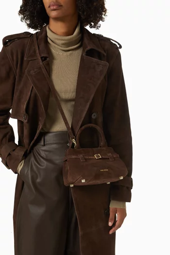 Mini Le Cambon 20 Top Handle Bag in Suede