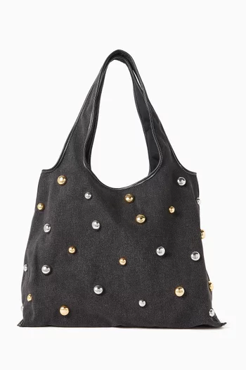 Market Embellished Tote Bag in Denim
