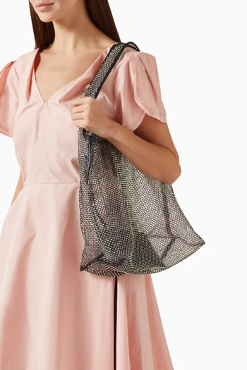 Crystal-embellished Market Tote Bag in Mesh