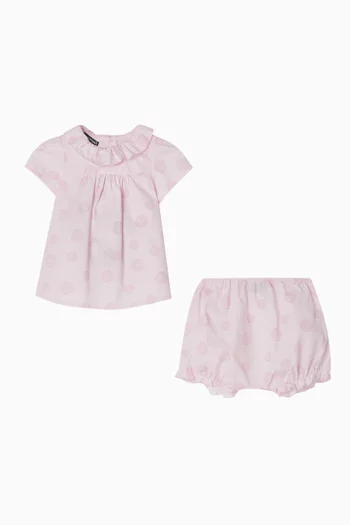 طقم فستان بنقشة قطن بوبلين