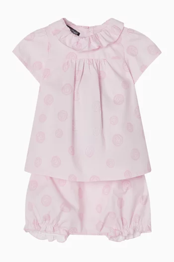 طقم فستان بنقشة قطن بوبلين