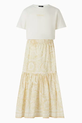 تنورة بنقشة باروكية بوبلين