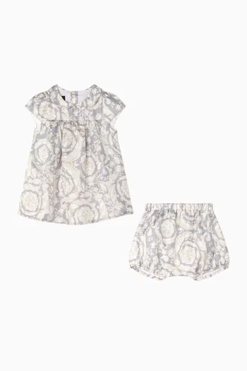 فستان بنقشة باروكية حرير تويل