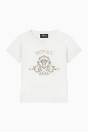 تي شيرت بطبعة شعار الماركة بغليتر قطن جيرسيه