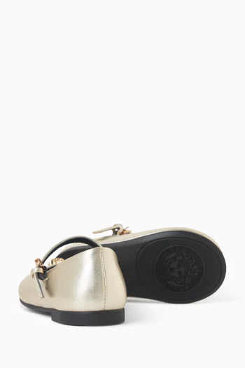 Logo Ballerinas in Metallic Leather