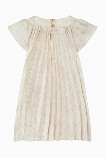 فستان بطيات وطبعة تويل