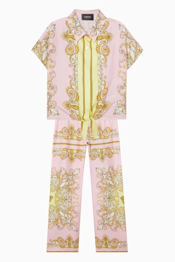 قميص بنقشة باروكية حرير تويل