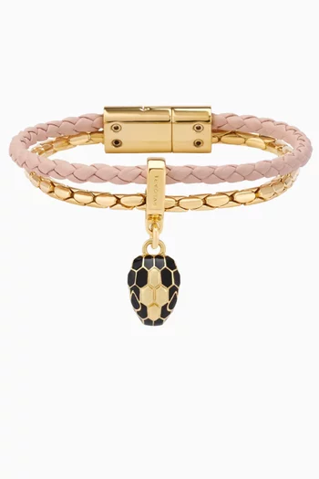 Serpenti Forever Bracelet in Leather & Gold-plated Brass