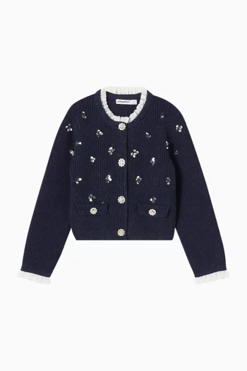 Embellished Cardigan in Cotton-knit