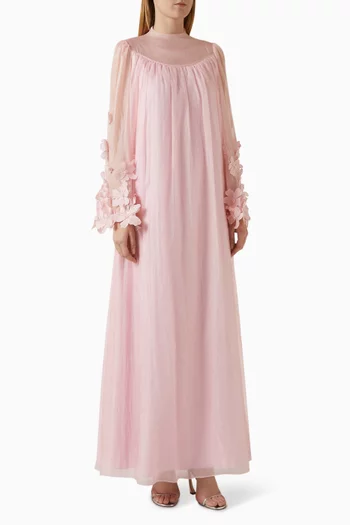 قفطان بتطريزات زهور بارزة