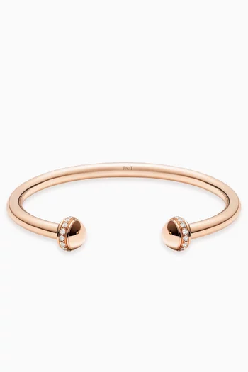 سوار مفتوح بوزيشن مرصع بالماس ذهب وردي عيار 18