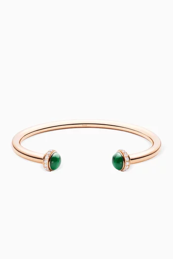 سوار مفتوح بوزيشن مرصع بماس وملاكيت ذهب وردي عيار 18