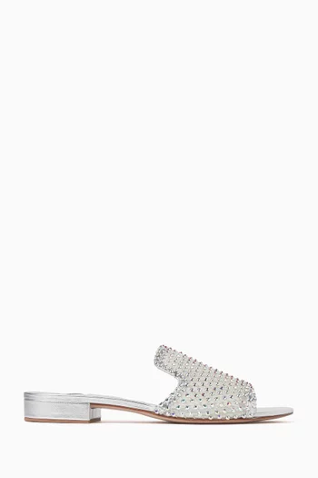 Gilda Mules in Mesh & Metallic Leather