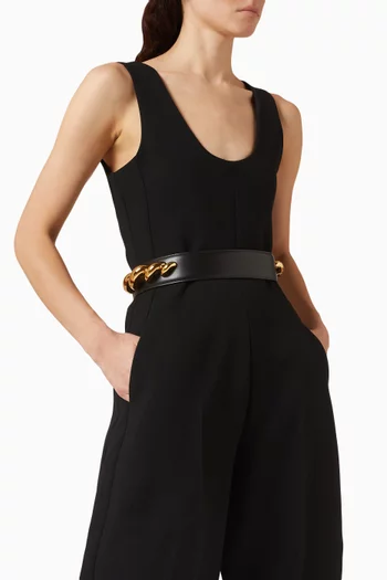 حزام بحلقات معدنية رفيعة جلد