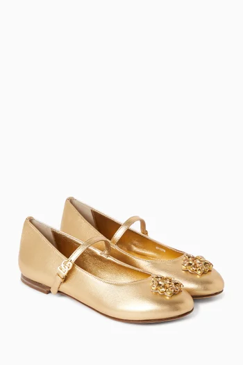 حذاء باليرينا بكعب مسطح جلد نابا