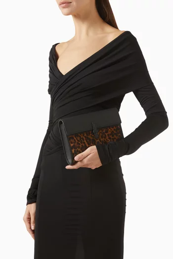 كلاتش صغير جلد وشمواه بنقشة جلد الفهد