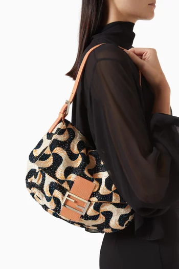 2000s Beaded Swirl Mamma Baguette Shoulder Bag