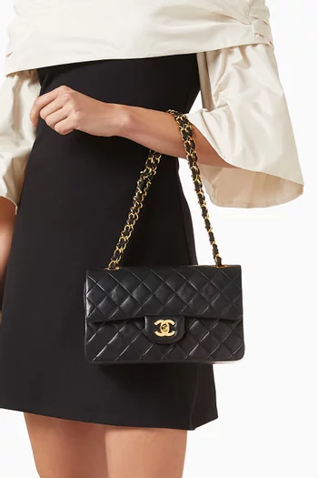 80s Small Classic Double Flap Bag in Lambskin Leather