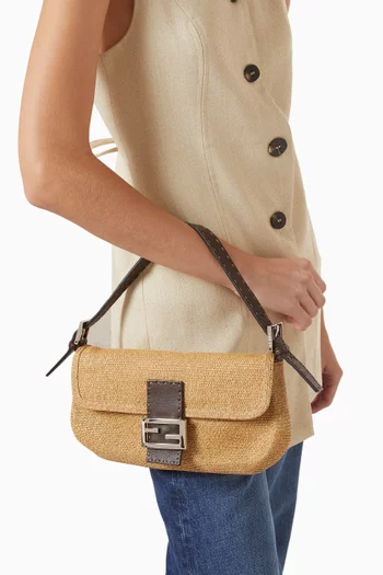 2000s Selleria Baguette Shoulder Bag in Raffia