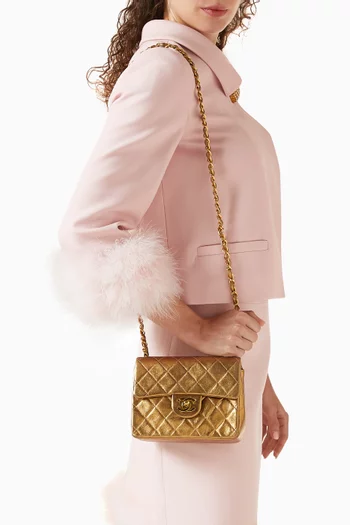 90s Mini Square Single Flap Bag in Lambskin Leather