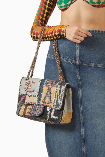 2010s Patchwork Single Jumbo Flap Shoulder Bag