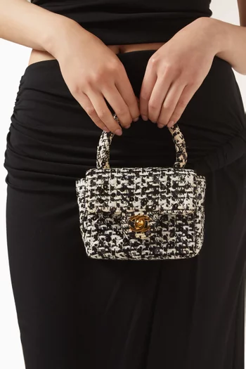 90s Sequin Mini Top Handle Bag in Tweed