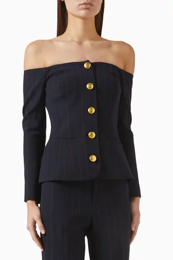 Alice Off-shoulder Blazer Top in Suiting Fabric