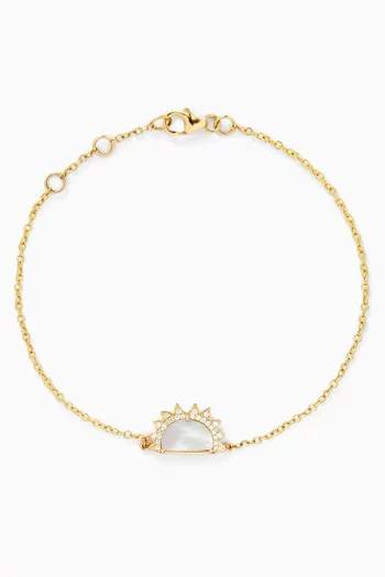My Sky-Sun & Moon Diamonds & Mother of Pearl Bracelet in 18kt Gold