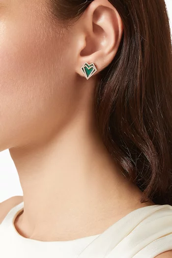 My Heart Diamond & Malachite Earrings in 18kt Rose Gold