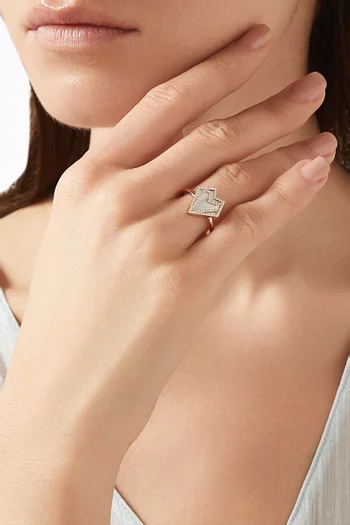 My Heart Outlined Diamond & Mother of Pearl Ring in 18kt Rose Gold