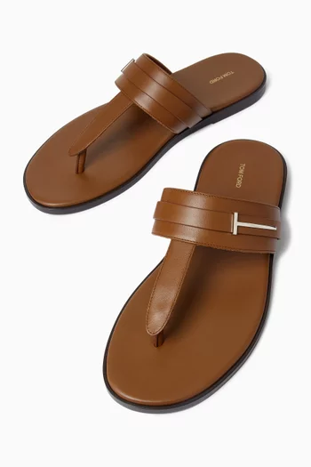 T-Sandals in Smooth Leather