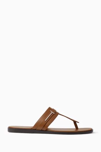T-Sandals in Smooth Leather