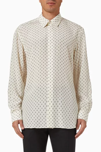Paisley Print Fluid Fit Shirt in Crepe de Chine