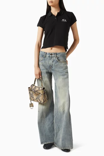 تي شيرت بولو بشعار الماركة بتصميم رياضي قطن بيكيه