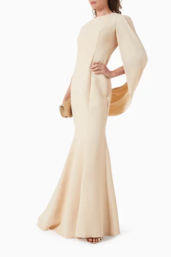 فستان سهرة بأكمام درابيه