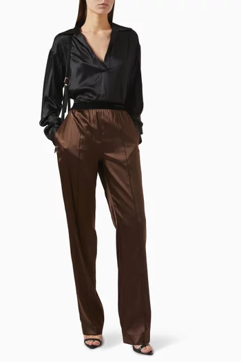 بنطال بيجاما حرير مطاطي