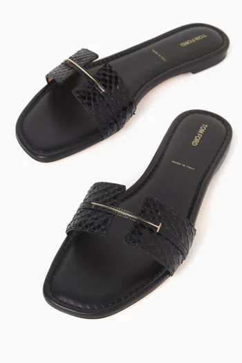 Flat Slides in Python Leather