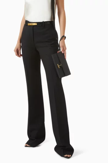 T-Foldover Wristlet Pouch in Leather