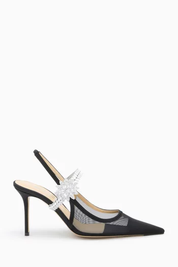 Lotus Flower Slingback Pumps in Mesh