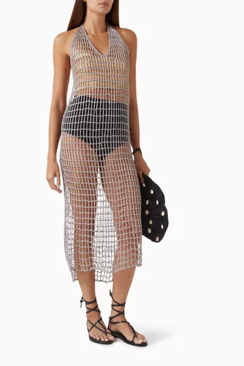 فستان بيا بتصميم كروشيه ستان فيسكوز