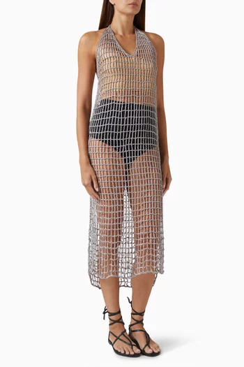 فستان بيا بتصميم كروشيه ستان فيسكوز